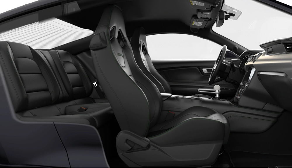 RECARO LEATHER EBONY/GREEN STITCH_GT BULLITT Fastback Premium MY2020