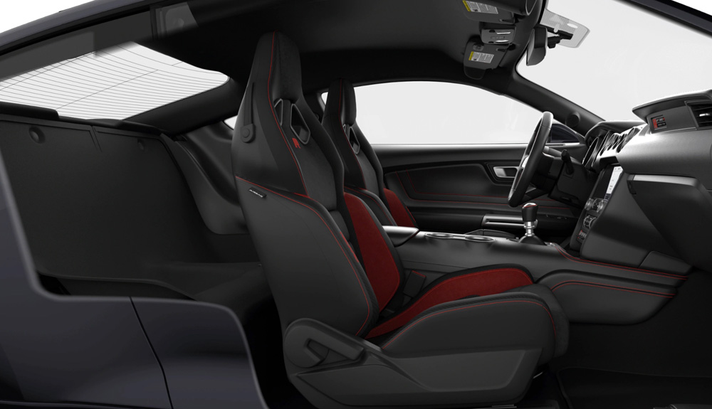 RECARO CLOTH W/MIKO INSERTS EBONY/RED ACCENTS - EBONY_SHELBY GT350 Fastback MY2020